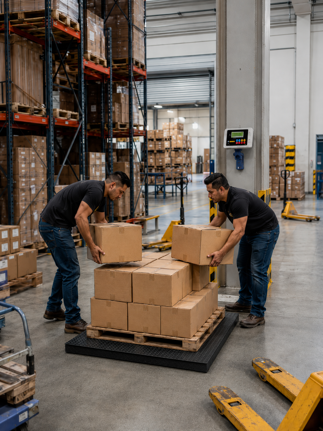 Bascula de bajo perfil comercial con carga en plataforma
