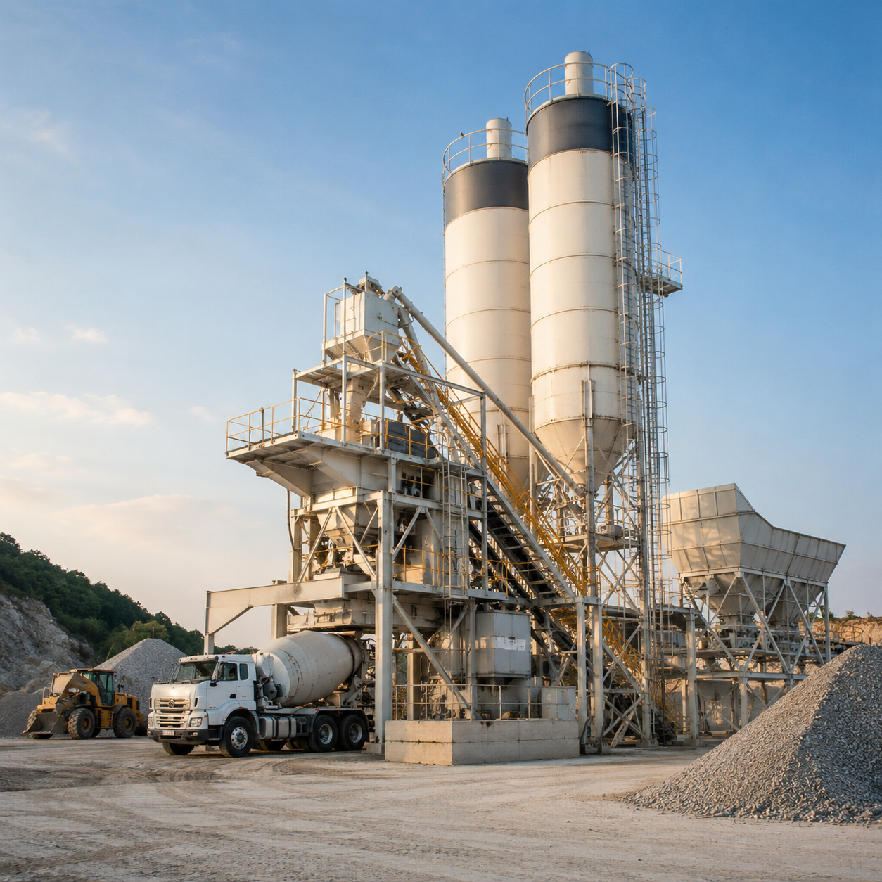 Planta concretera con sistemas de pesaje para dosificación de concreto