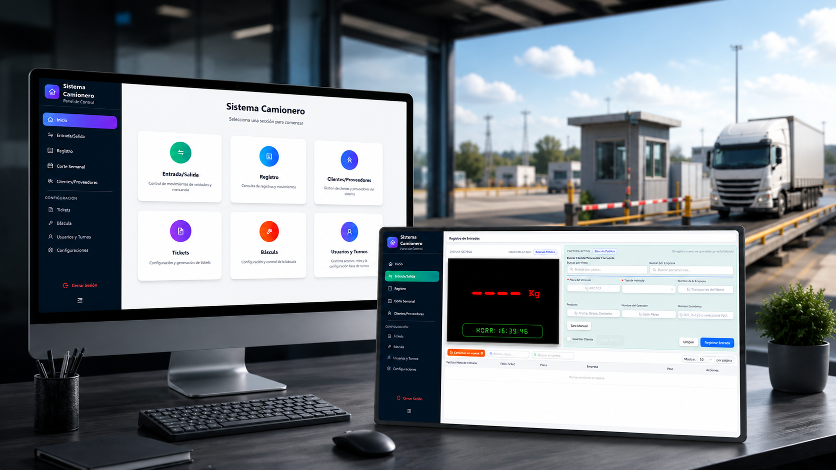 Software camionero para registro de entradas, salidas y reportes de báscula camionera